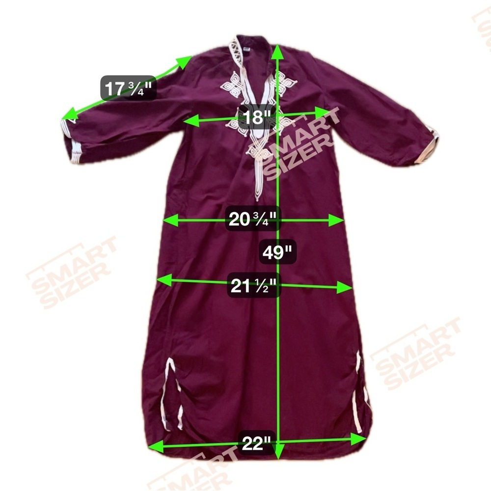 Embroidered Maroon caftan vintage used as is - Picture 5 of 6